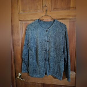 Gray Green Button-Up Cardigan Recycled Wool